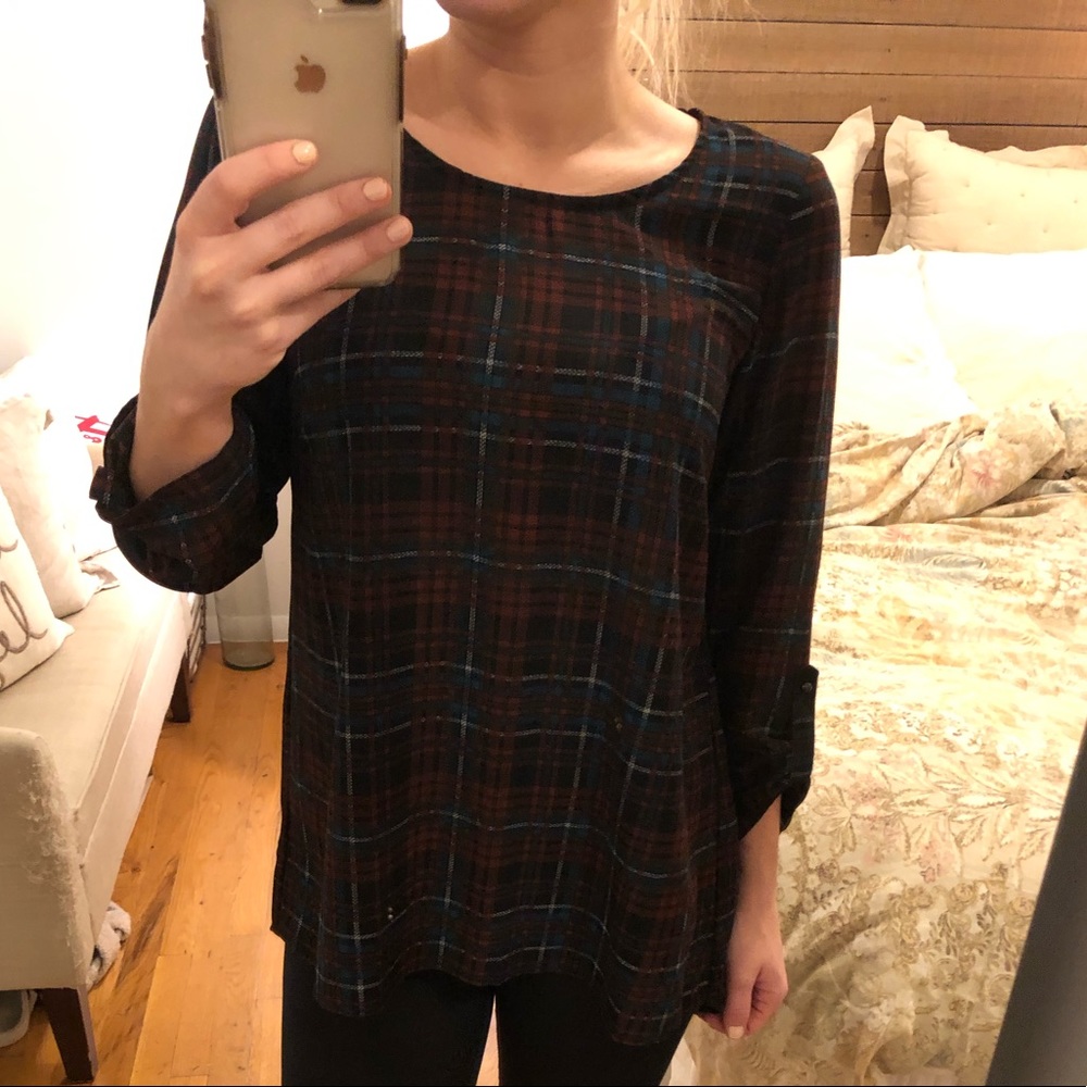 Bobeau Plaid blouse